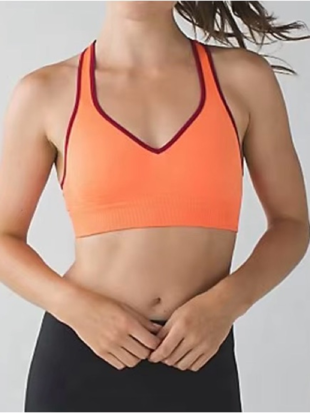 Lululemon Orange V-Neck Sports Bra M
